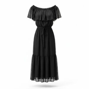 Black Summer Off-Shoulder Maxi Dress Sheer